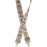 Floral Filigree Embroidered Guitar Strap, Russet 1
