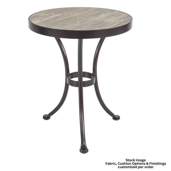 OW Lee, Porcelain Tile Round Iron Side Table, 20 in.