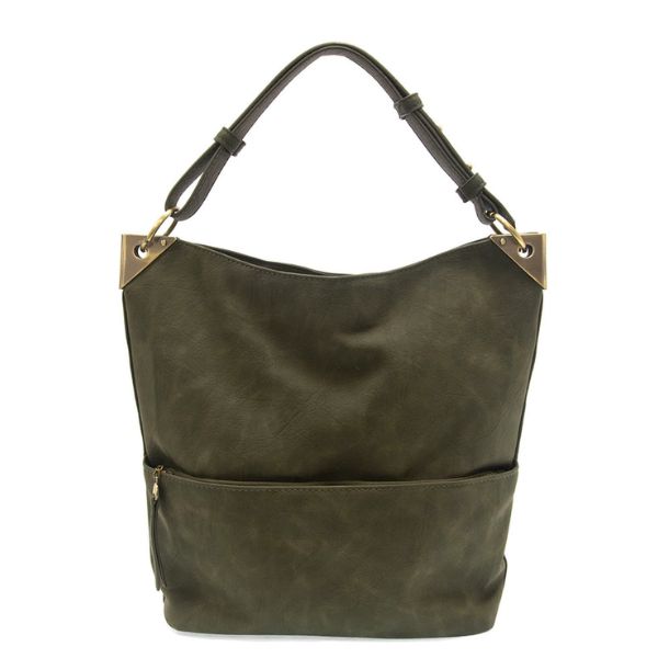 Darcy Zip Front Pocket Bucket Bag, Olive