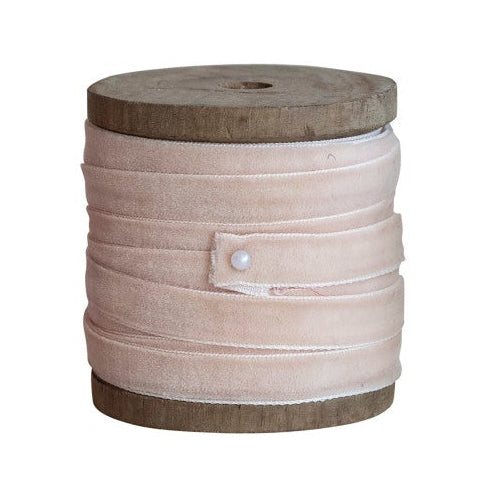 Velvet Ribbon on Wood Spool, White, 10 yds