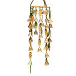 Single Tiered Circle Mobile with Bells and Leaves featuring hanging metal bells and leaf accents, an elegant decorative piece perfect for adding charm to any room or gift collection. 1