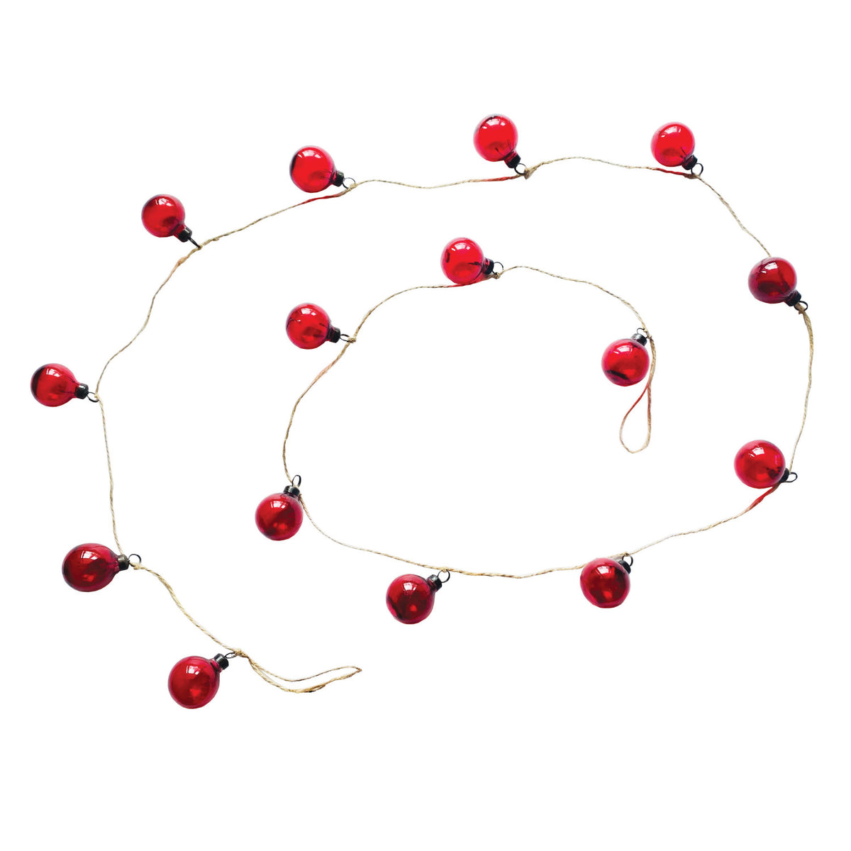 Glass Ball Ornament Garland, Red, 72