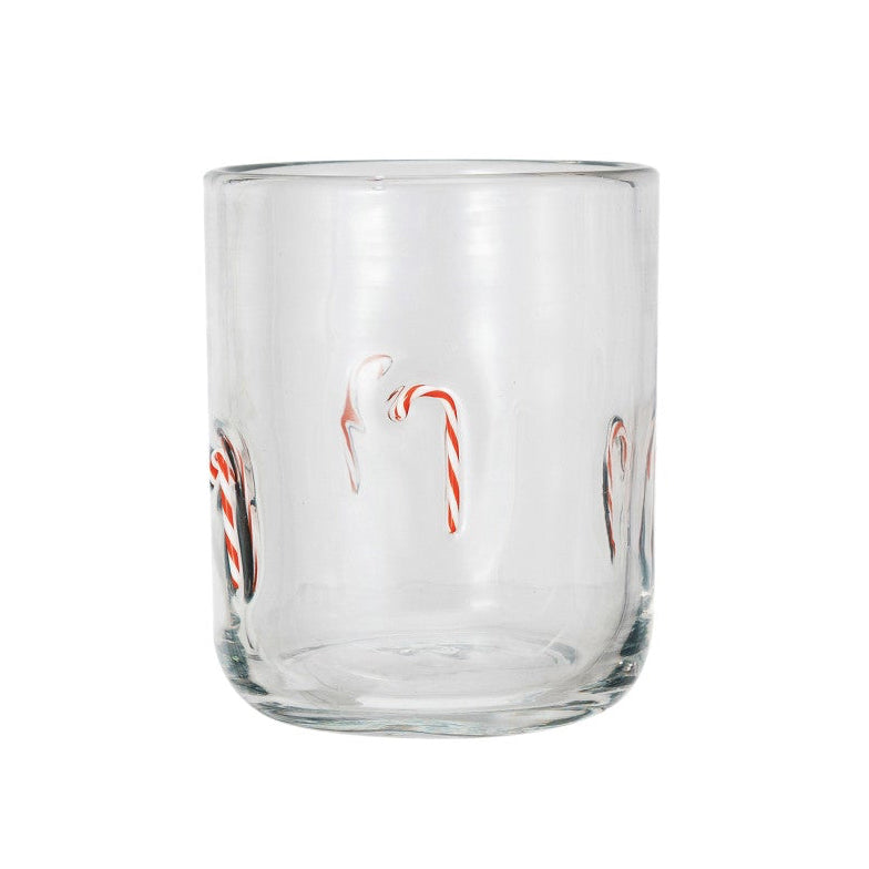 Embedded Holiday Glass, Candy Cane, 16 oz