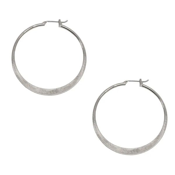 Large Flat Hoop Earrings, Silver