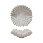 White ruffled resin bowl with a textured wavy edge design, ideal for kitchen or dining decor, featured by Knotty and Board, perfect for gifts and entertaining, Ruffled Resin Bowl, 20