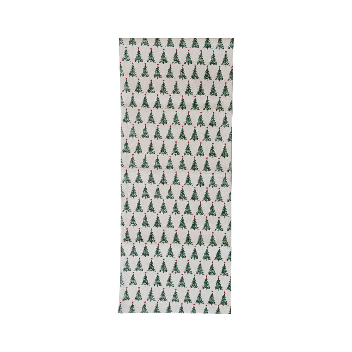 Stonewashed Table Runner with Christmas Tree Pattern, 72
