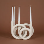 Twisted Ring 4-Taper Candle Holder, White, 12 in. 2