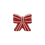 Ceramic Striped Bow Shaped Vase, Red & White, 5 X 2 X 4.5 in. 1