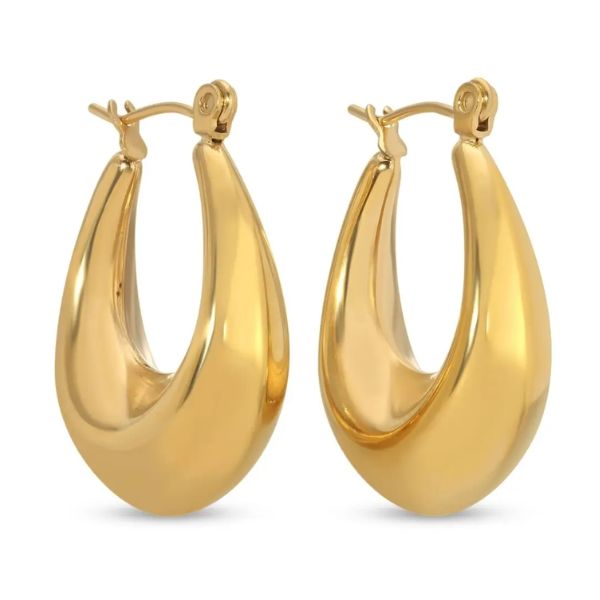 Small Latchback Hoops, Water-Resistant, Gold