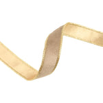 Wired 1 in. Reversible Classic Velvet Ribbon, Latte and Gold, 10 yd. 2