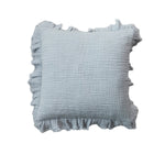 Square Cotton Double Cloth Pillow with Ruffled Edge, 20