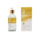 Yuzu CBD Body Lotion, Japanese Yuzu, 100mg in a white pump bottle with gold and cream packaging, available at Knotty and Board, a curated decor and gift shop shipping nationwide. 1