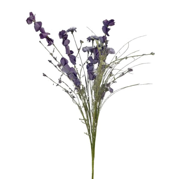 Wildflower Spray, 24 in., Grape featuring delicate purple blooms with green stems, perfect for adding a touch of natural decor to any kitchen or dining space from Knotty and Board.