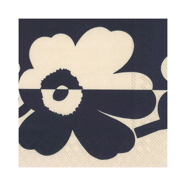 Lunch Napkin, 20 Ct, Suur Unikko Marimekko featuring a bold black and white flower design, perfect for kitchen dining decor and entertaining with Knotty and Board’s curated gifts.