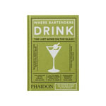 Where Bartenders Drink book with green cover featuring a martini glass illustration, a stylish decor gift for kitchen and entertaining, from Knotty and Board. 1