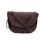 Helene Small Saddle Crossbody, Aubergine in rich purple leather with adjustable strap, perfect for everyday carry, offered by Knotty and Board, an independent US retailer specializing in curated decor and gifts. Every Room Needs A Little Knotty and Board. 1