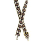 Studded Daisy Embroidered Guitar Strap, Burgandy 1