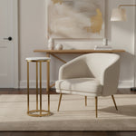 Marble & Metal Martini Table, White & Gold, 9.25 X 21 in. 2