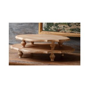 Oval Wooden Footed Serving Platform, Small, 16.88 X 12.75 X 3