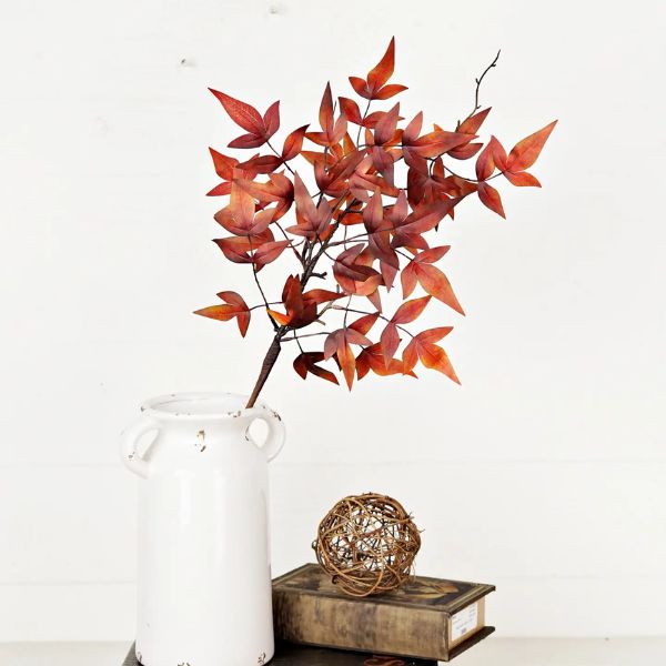 Dark Burgundy Japanese Maple Leaf Spray, 24-Inch Fall Foliage