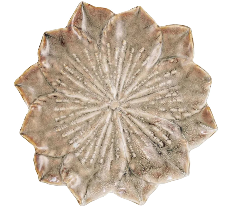 Round Stoneware Flower Plate, 10