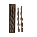 Twisted Taper Candles, Unscented, Brown, Set of Two, 10 in. 1