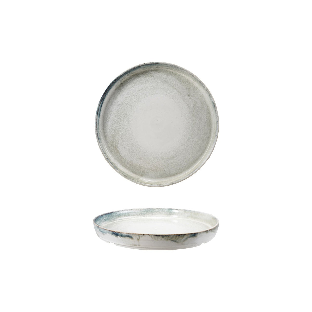 Stoneware Platter, Blue & White Glaze, 15