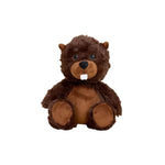 Soft and cuddly Warmie Beaver plush with brown fur and a friendly face, perfect as a cozy gift or charming decor piece from Knotty and Board. 1