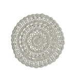 Recycled Cotton Blend Crocheted Placemat, 15 in. Round, handcrafted with a natural fiber blend, perfect for adding rustic charm to kitchen and dining decor by Knotty and Board. Every Room Needs A Little Knotty and Board. 1