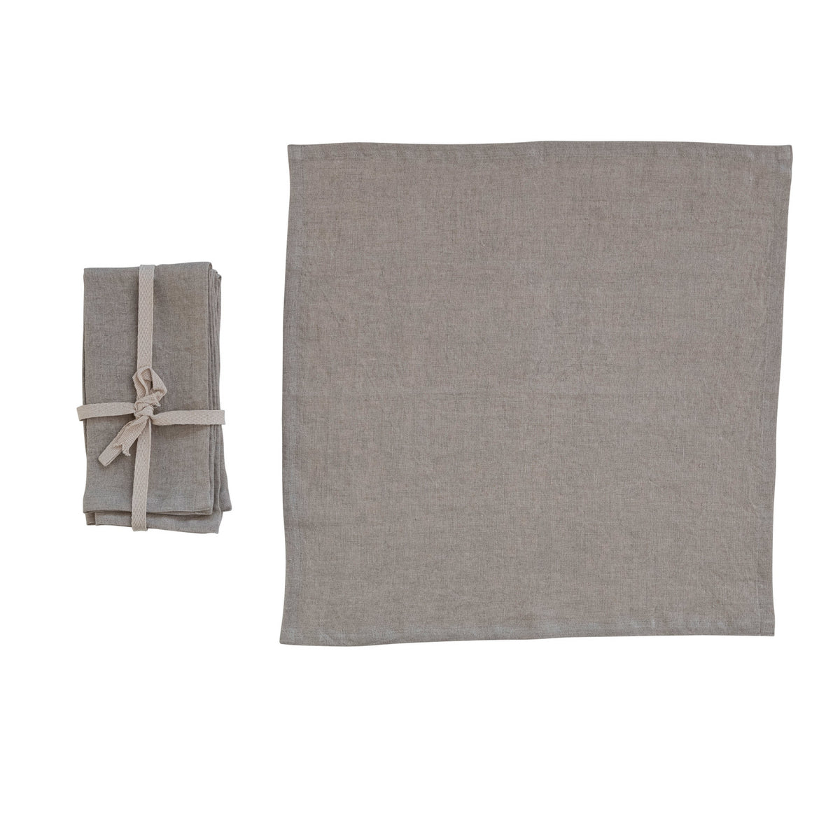 Stonewashed Square Linen Napkin Set, Natural, 18 in., featuring a soft textured fabric ideal for kitchen and dining decor, perfect for gifts from Knotty and Board.