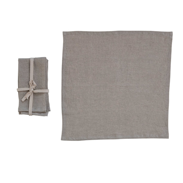 Stonewashed Square Linen Napkin Set, Natural, 18 in., featuring a soft textured fabric ideal for kitchen and dining decor, perfect for gifts from Knotty and Board.