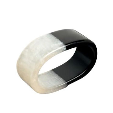 Napkin Ring, Black and White featuring a sleek half-black, half-white design, perfect for adding modern decor style to any kitchen or dining gift collection from Knotty and Board.