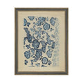 Blue Textile Pattern Framed Antique Art, 7 X 9 in.