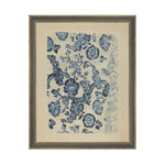 Blue Textile Pattern Framed Antique Art, 7 X 9 in. 1