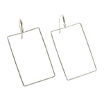 Minimalist Rectangle Drop Earrings, 18K White Gold Dipped, 2 in., perfect as elegant jewelry gifts from Knotty and Board, adding refined style to any decor or outfit. 1