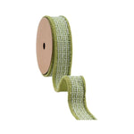 Wired 1 in. Jacquard Ribbon, Green and White, 10 yd. 1