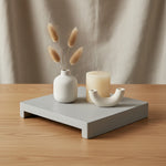 Mango Wood Footed Cheese/Cutting Board, Combed White Finish, Small 2