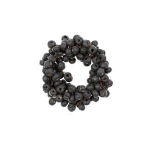Beaded Berry Napkin Ring, Charcoal made of dark charcoal beads arranged in a circular design, perfect for adding elegant decor to kitchen or dining settings from Knotty and Board. Every Room Needs A Little Knotty and Board.