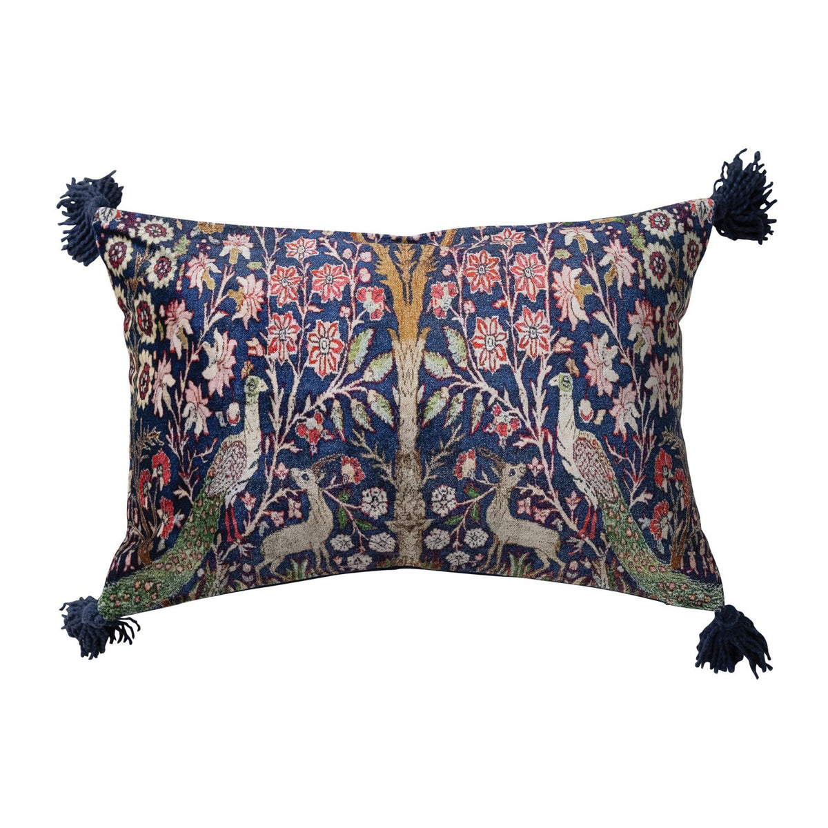 Cotton Velvet Lumbar Pillow with Woodland Pattern , 20