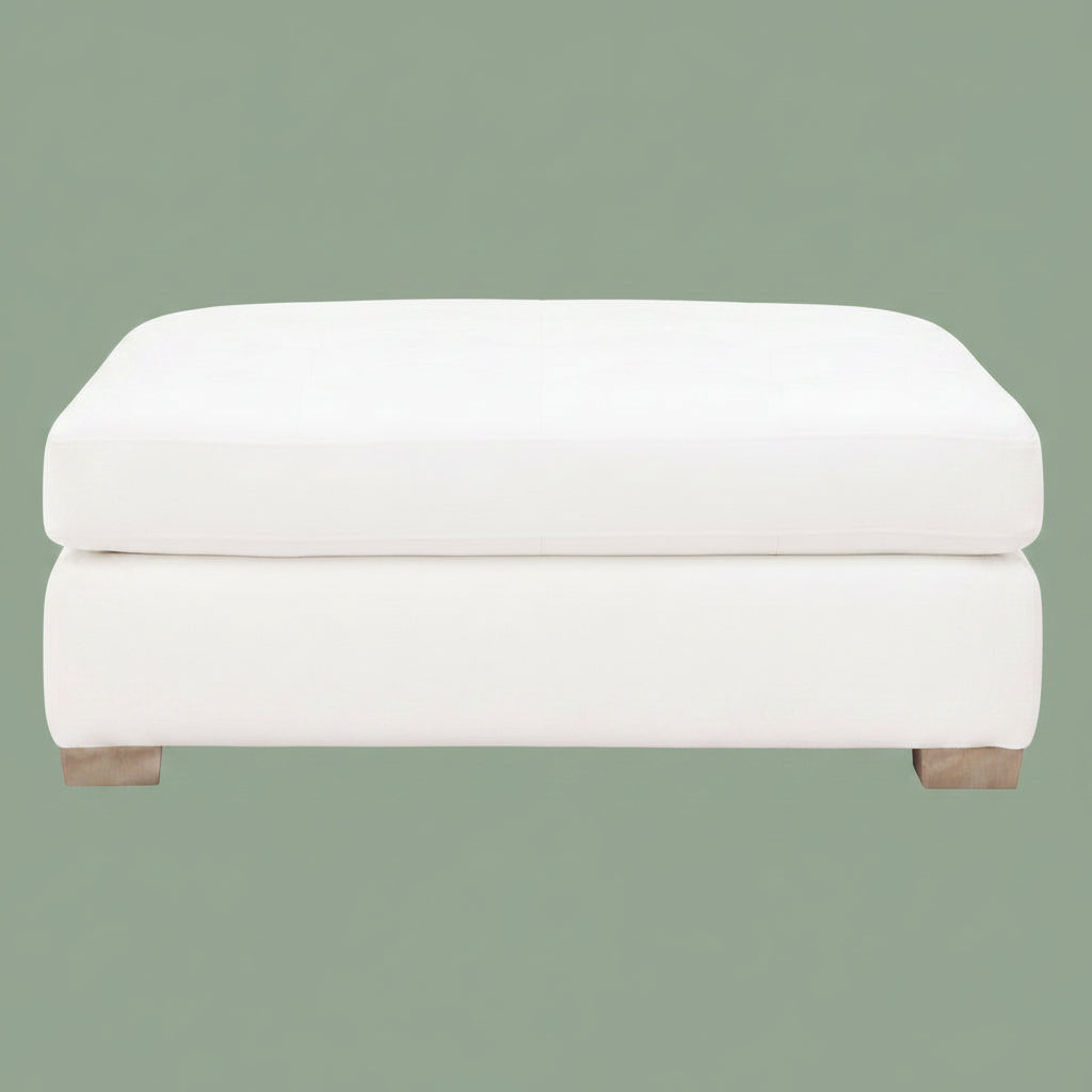Dean Boucle Ottoman, Snow, 45 X 32 X 19.5