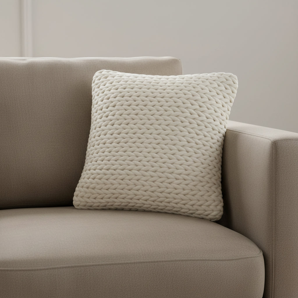 Braided White Down Pillow 20x20