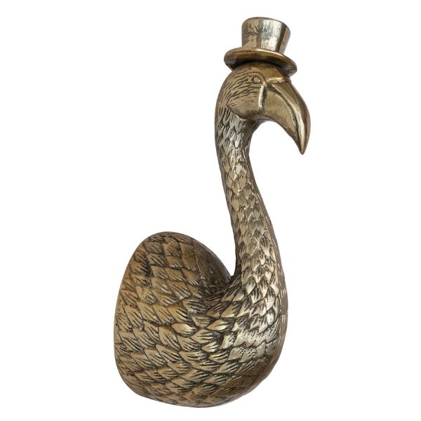 Brass Wall Mount, Flamingo Head with Top Hat, 5 X 5.5 X 15"