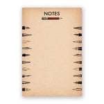 Pencil Notes Notepad, 4.375 X 6.5 in. featuring vintage pen nib illustrations along the sides and a small pencil graphic at the top, perfect for stylish writing and note-taking. 1