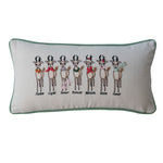 Cotton Lumbar Pillow w/ Santa's Reindeer Embroidery, 24 X 12 in. 1