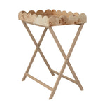 Burl Wood Folding Table with Removable Scalloped Tray, 28 x 18 x 33 in. 1