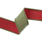 Wired 1.5 in. Double-Fused Dupioni Ribbon, Red and Moss Green, 10 yd. 2