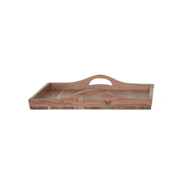 Acacia Wood Tray with Handles, Small, 16 in. featuring natural wood grain, perfect for kitchen or dining decor, gifts, and entertaining by Knotty and Board. Every Room Needs A Little Knotty and Board.