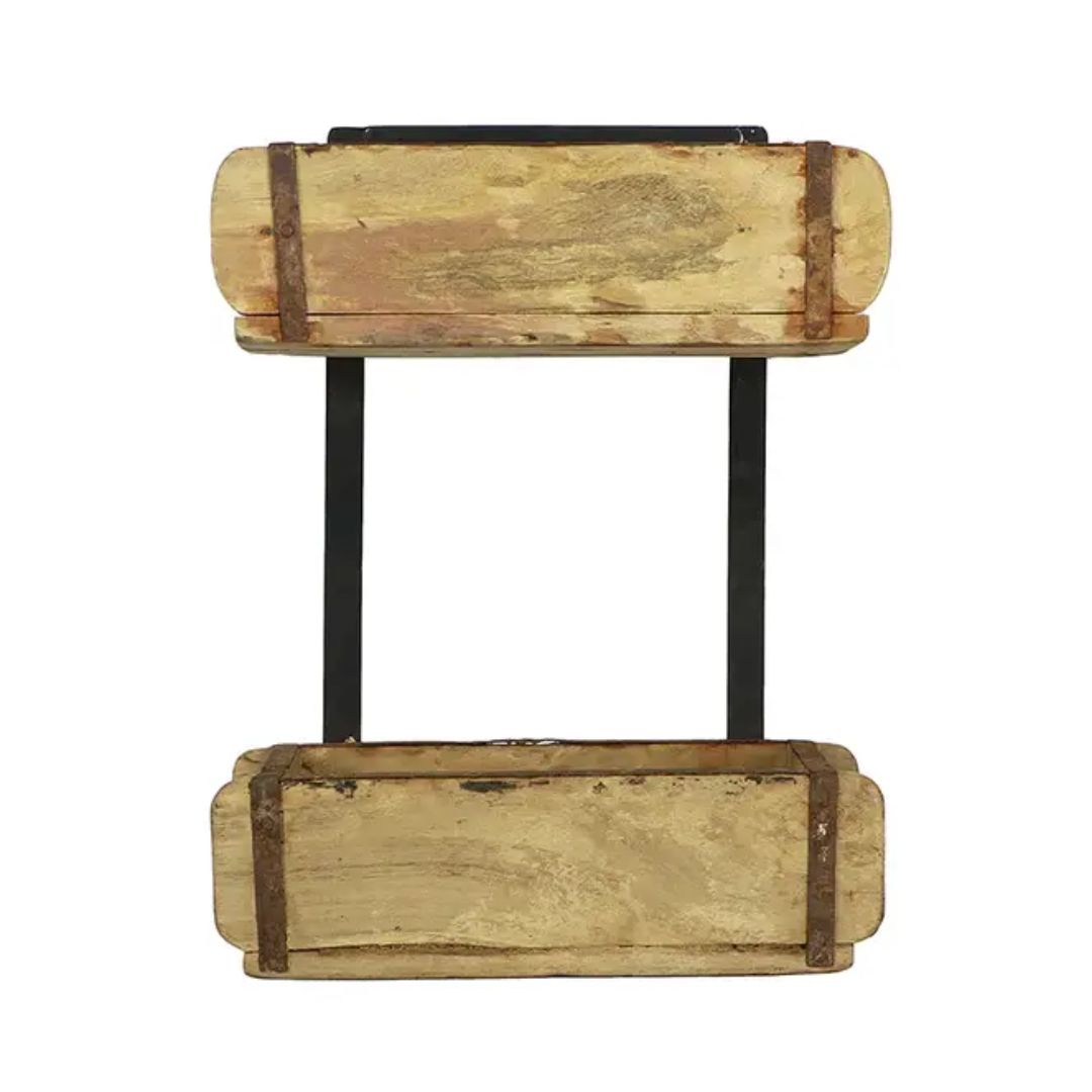 Double Brick Mold Wall Hanging featuring rustic wooden trays connected by metal bars, perfect for unique decor or gifts, inspired by Knotty and Board style.