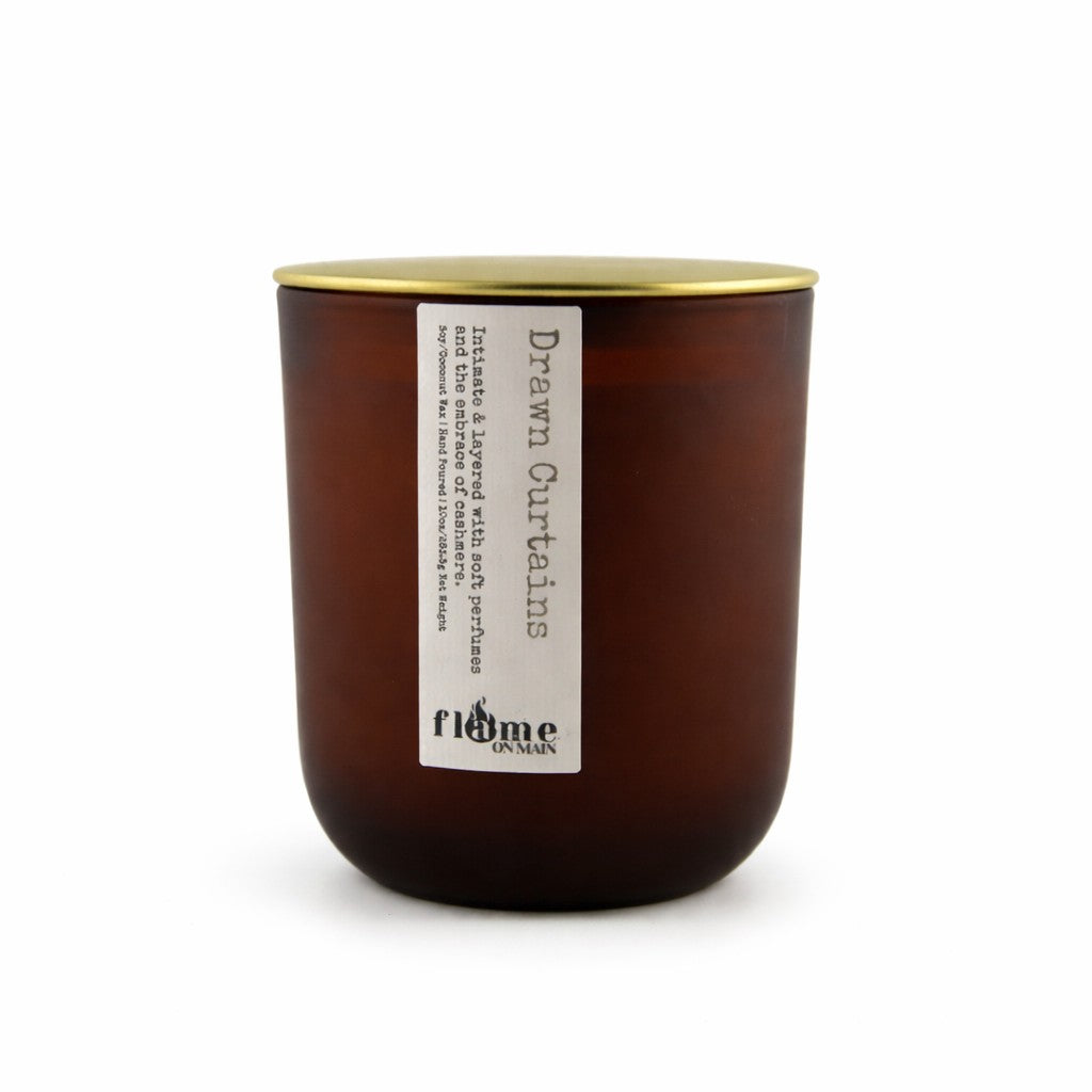 Flame on Main Places We Know 10oz Candle, Drawn Curtains. Made in Lake Norman