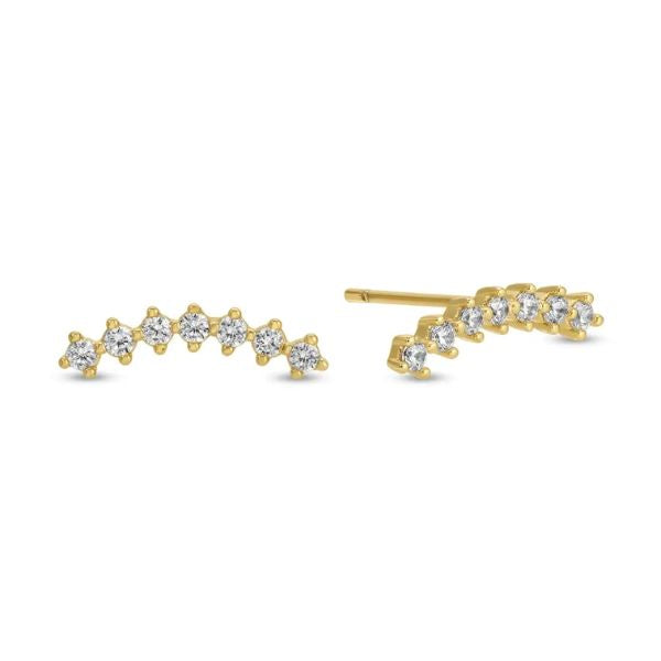 Glitz Crawler Stud Earrings, Gold